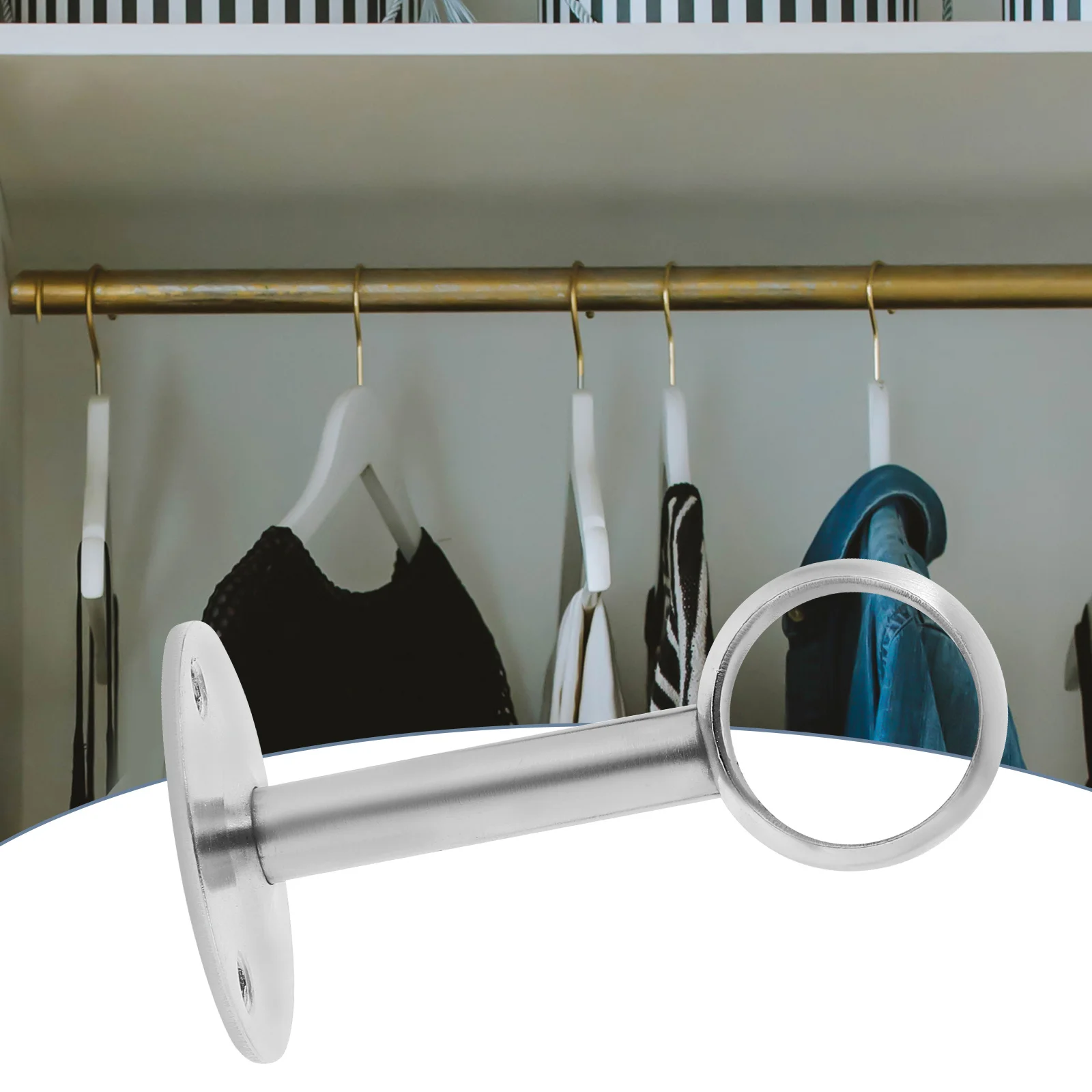 Soporte de barra de toalla de acero inoxidable, 2 uds., para varillas de 25Mm, soporte de montaje en pared, accesorio de soporte para cortina de armario de cocina y baño