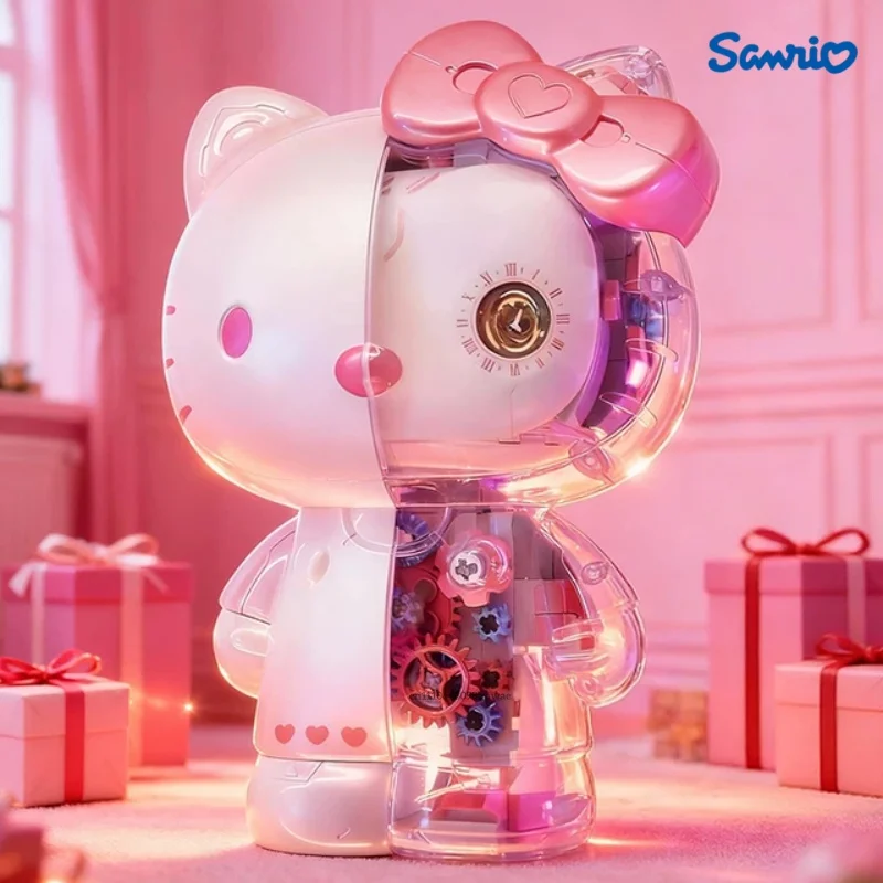 

Sanrio Series Building Blocks Hello Kitty Iridescent Glass Assembly Model Cinnamoroll Kuromi Bread Party Ornaments Toys Gifts