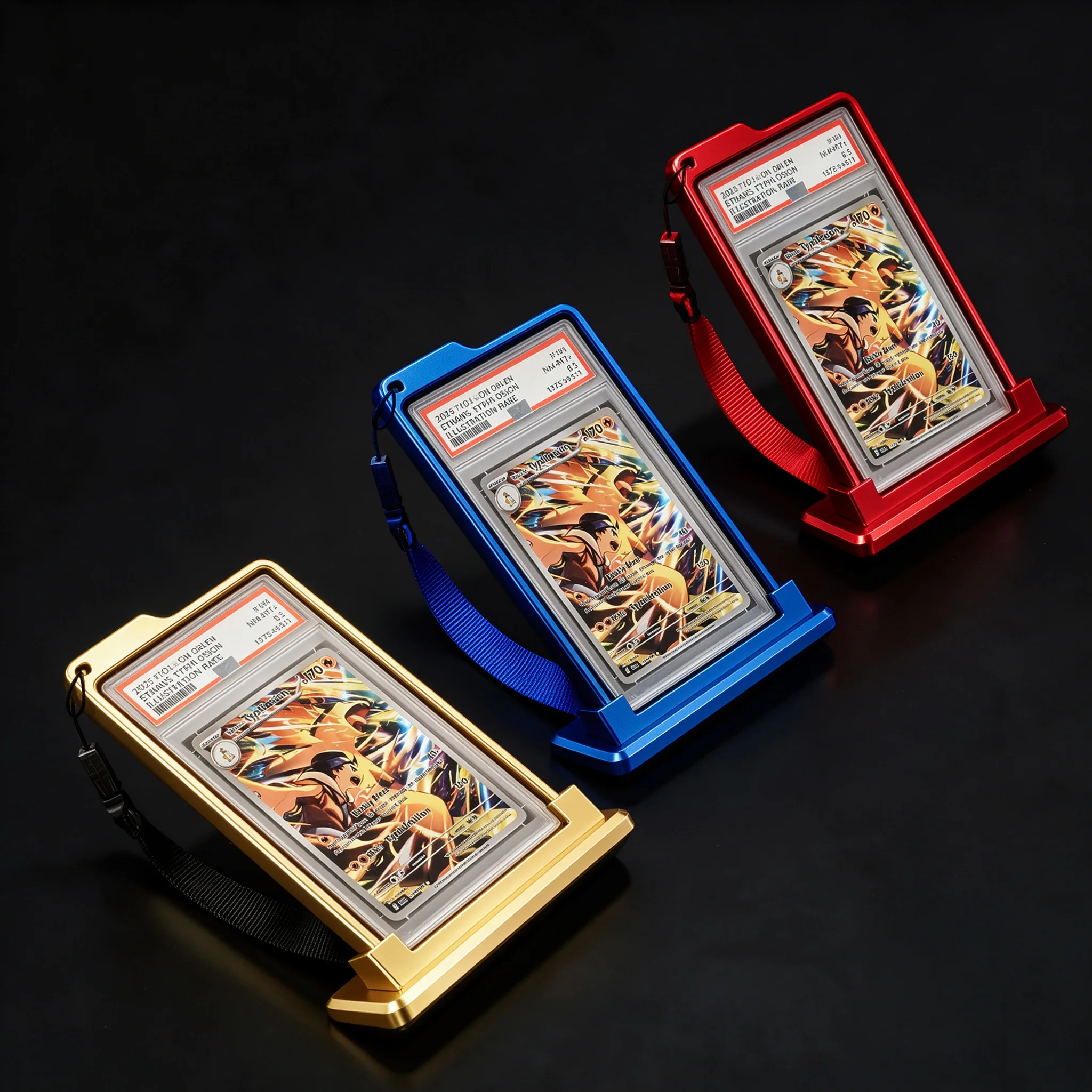 Graded Card Slab Magnetic Metal Case with Lanyard PSA 35PT Card Protector Holder PTCG Trading Card Box for Outdoor Display Colle