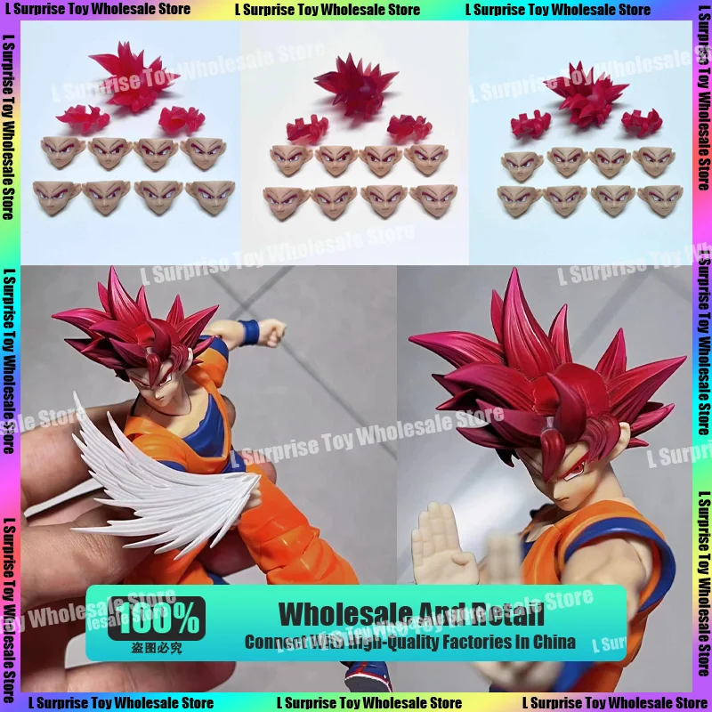 Tigery Dragon Ball S.H.Figuarts SHF Super Saiya God Son Goku Red Heads Accessories Anime Action Figures Model Collector Toys