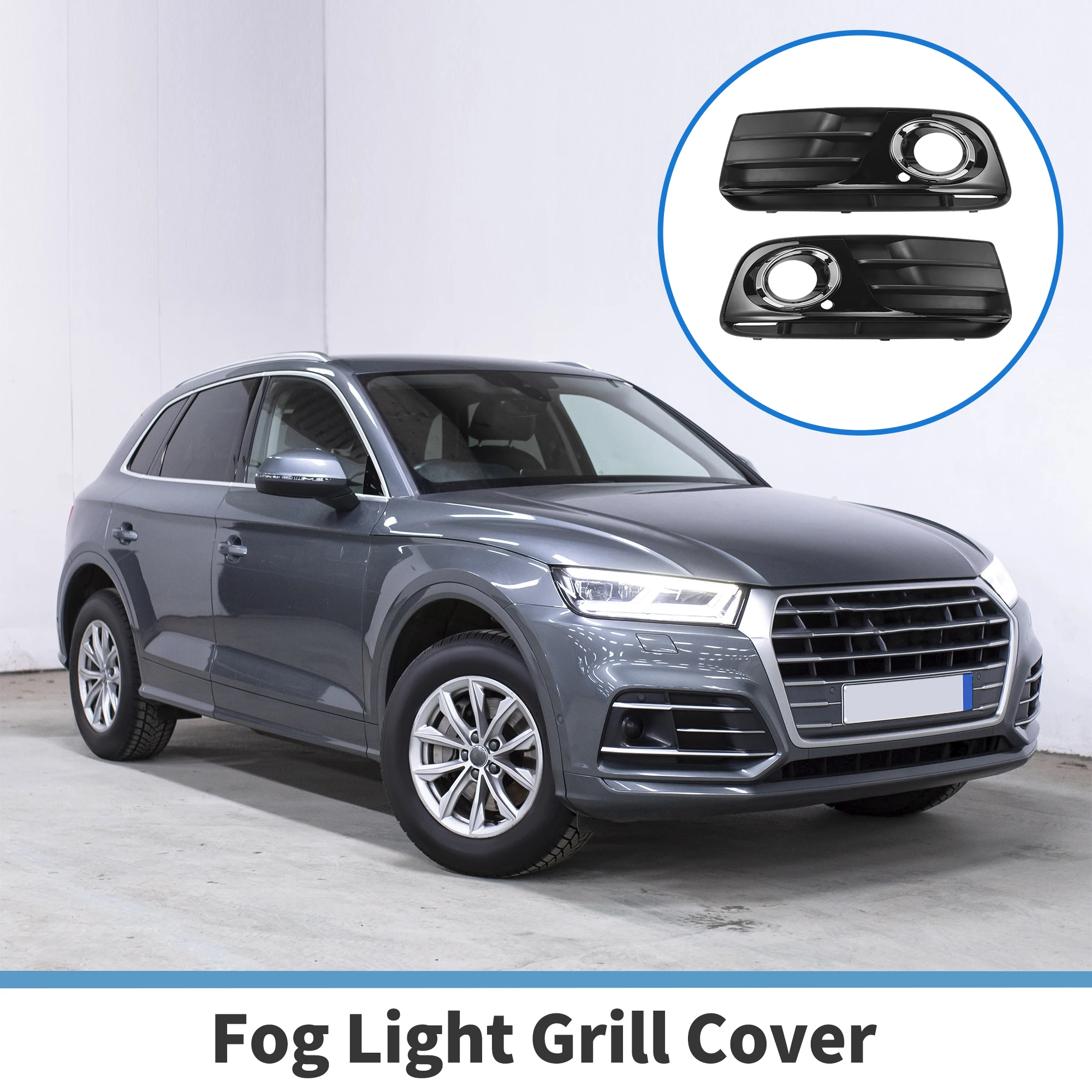 

UXCELL Fog Light Grill No.8R0807681M/8R0807682J Front Lower Bumper Fog Light Cover Inserts for Audi Q5 2013-2017 ABS