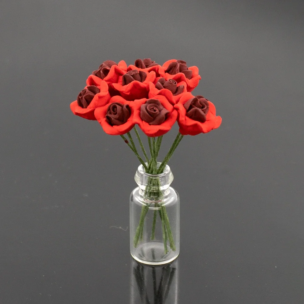 3 Stücke 1/12 Puppenhaus Zubehör Mini Glasflaschen Miniatur Vase Lebensmittel Flasche Modell für Puppenhaus Dekoration