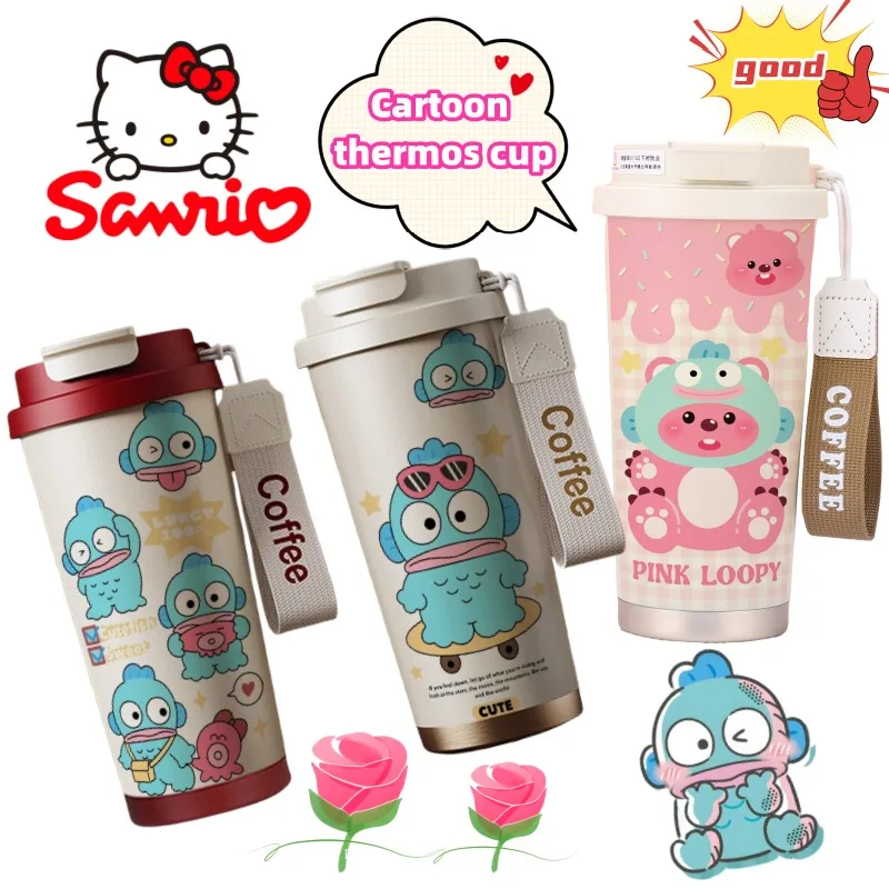 

Sanrio Hangyodon новая милая ценная кофейная чашка большой емкости креативная сопровождающая чашка-термос для двойных напитков из нержавеющей стали