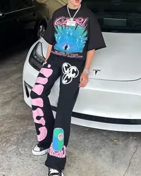 Y2K Women's Men's pants 90s vintage clothes streetwear kpop dance oversize Hip Hop hight street Campus Wear Pull out elasticity 