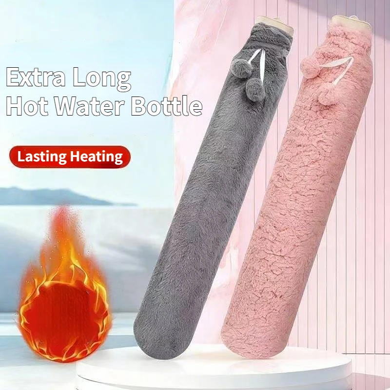 

Oversized Extra Long Hot Water Bottle With Plush Cover Anti-Burst Leak-Proof Electric-Free Winter Bed Heater