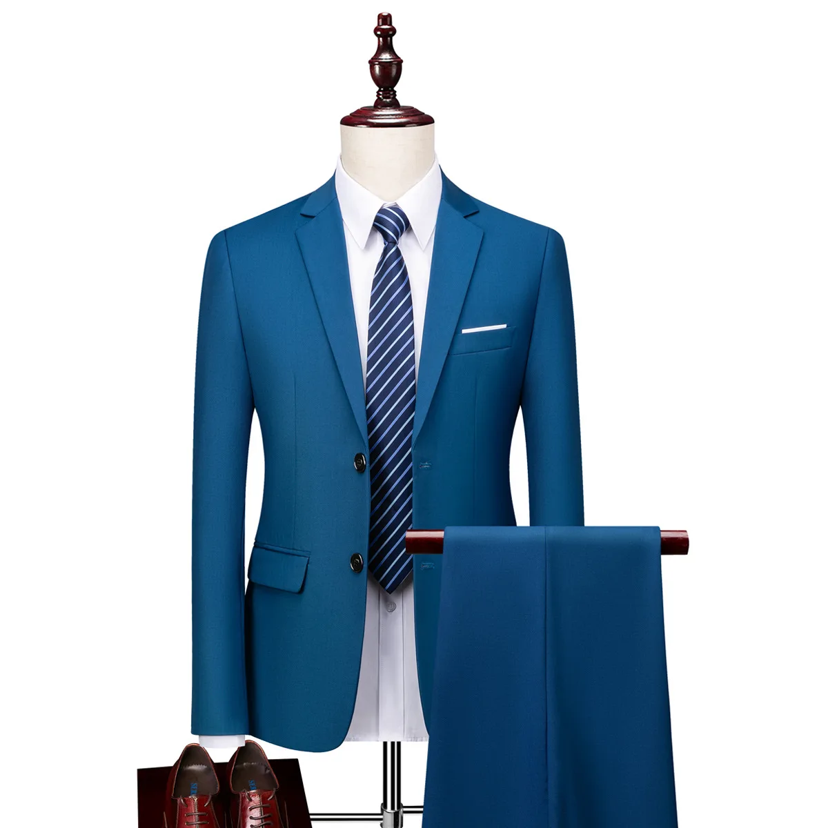 CY525 Men's Business Professional Suit Three Suits Lake Blue Dress Suit Slim Fashion Senior Sense One Button