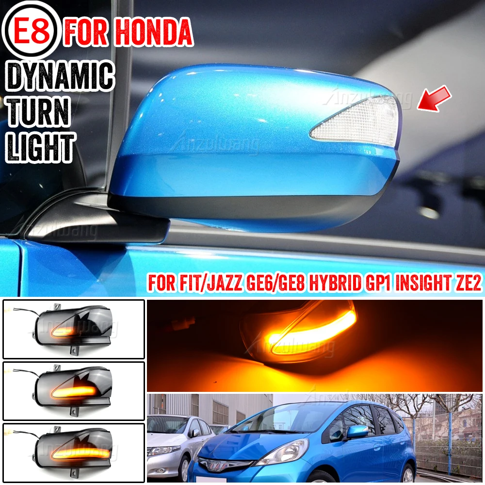 2PCS Rearview Mirror Dynamic LED Indicator Lamps For INSIGHT Honda Fit Jazz GE6 GE8 2009-2014