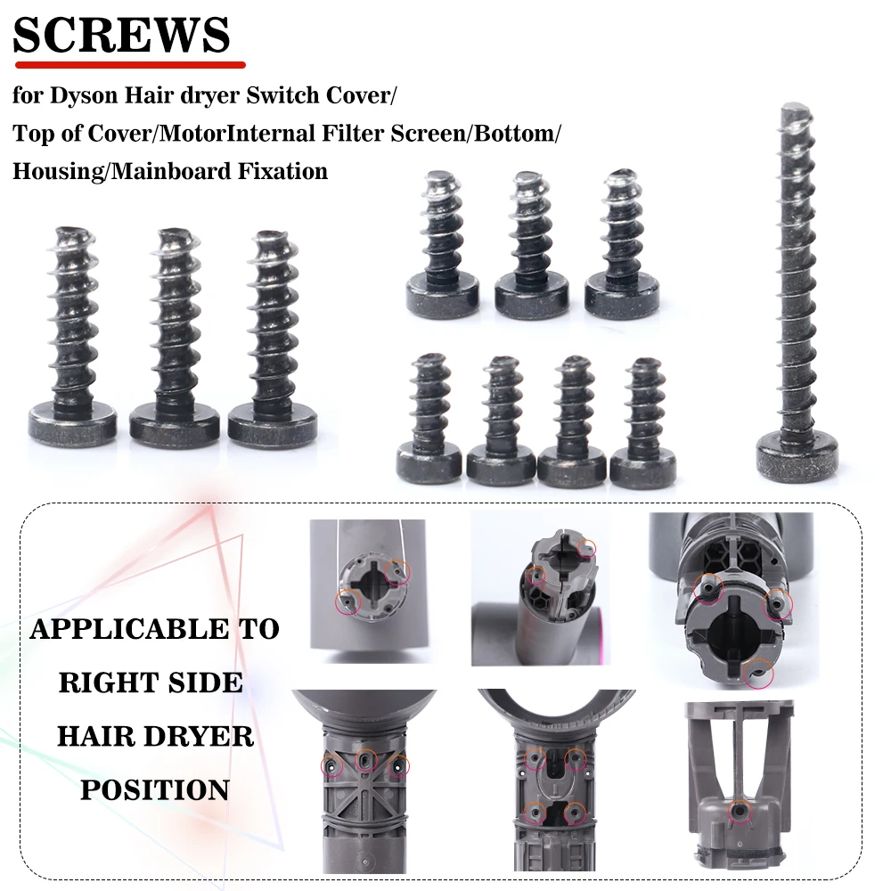 

Screws for Dyson Hair dryer Switch Cover/Top of Cover/Motor/Internal Filter Screen/Bottom/Housing/Mainboard Fixation