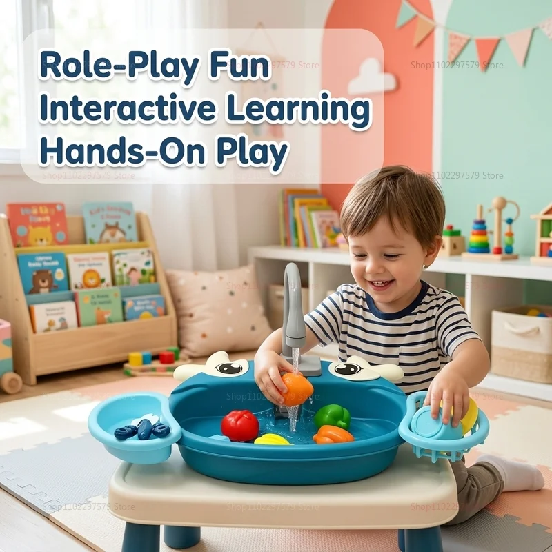 Toddler Interactive Water Play Sink Toy Electric Running Water Pretend Kitchen Playset Kids Housework Role Play Educational Gift - view 5