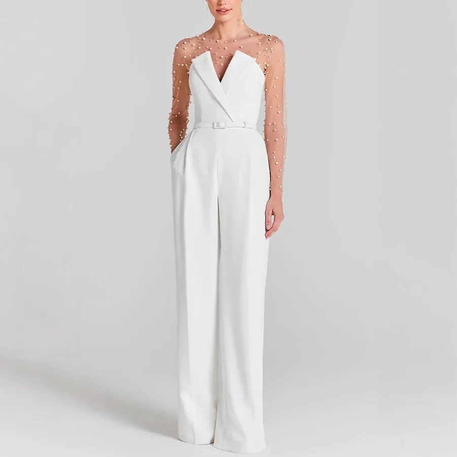 Vrouwen Lente Zomer Jumpsuit Effen Kleur Lange Mouw Schede Sexy Casual Mode Comfortabele Regelmatige Standaard Fit Jumpsuit Sexy