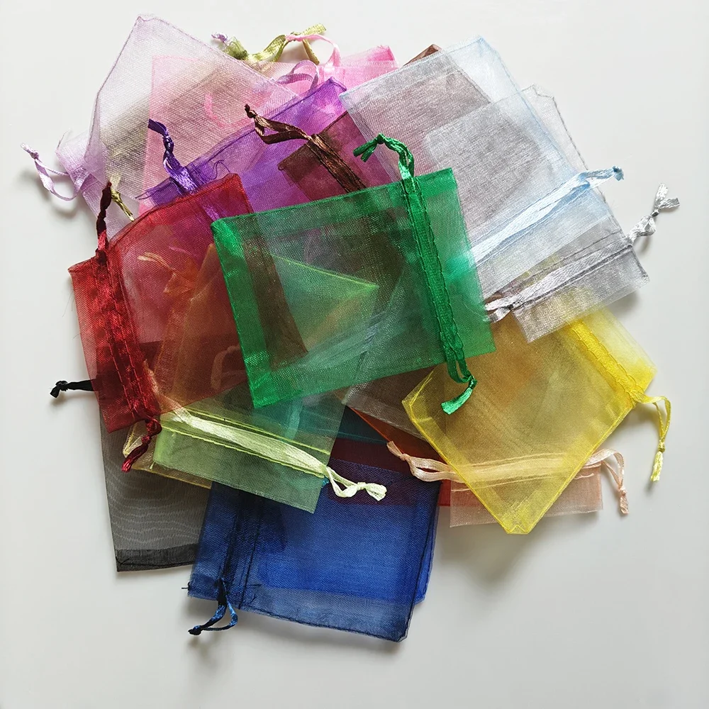 7x9 50 Stück Elegante Transparente Organza-Geschenktüten mit Kordelzug für Kosmetik, Parfüm, Bastelarbeiten und Kleine Geschenkverpackungen – Detail 1