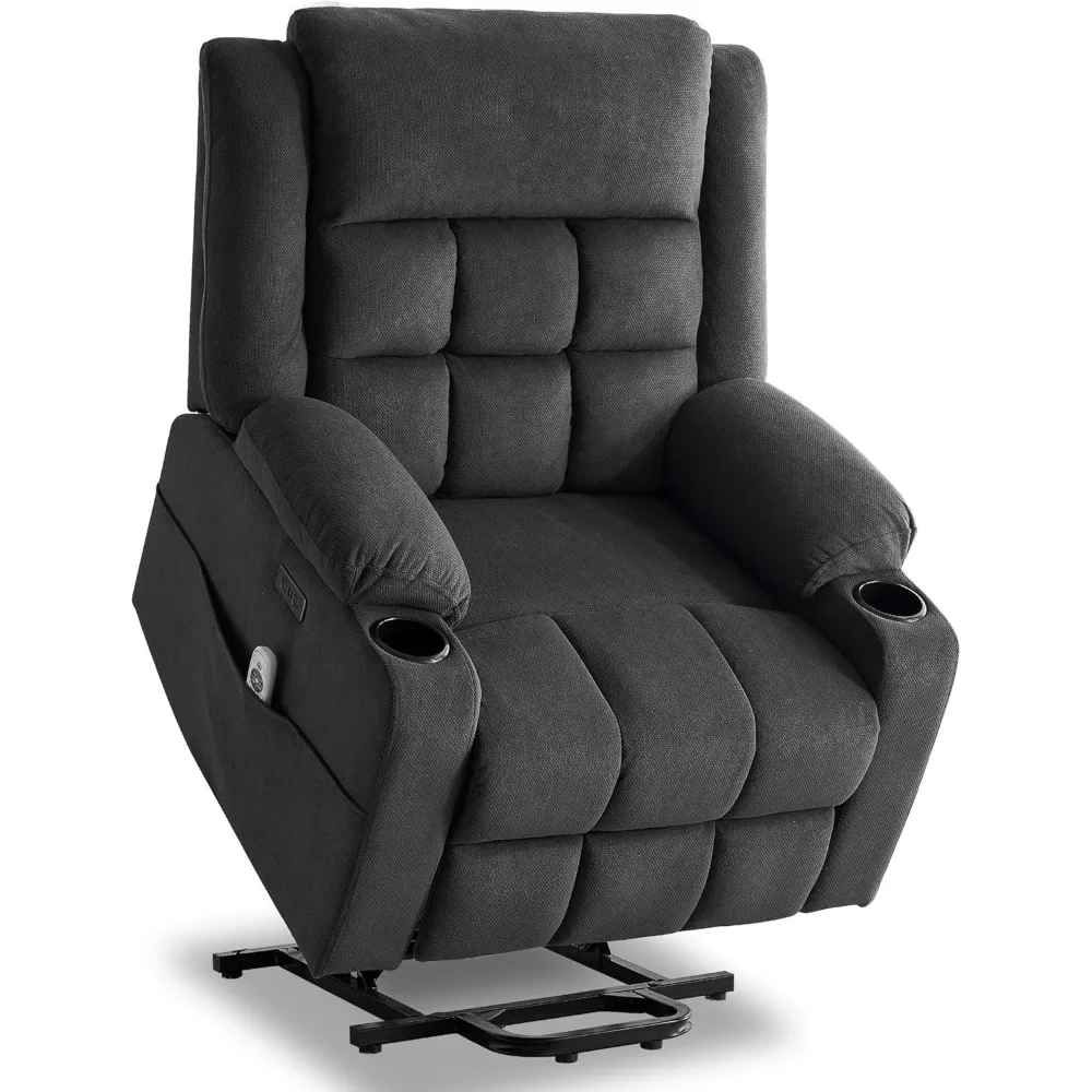 Poltronas reclináveis para idosos com aquecimento e massagem, cadeiras reclináveis para adultos, poltrona reclinável de tecido atualizada com USB