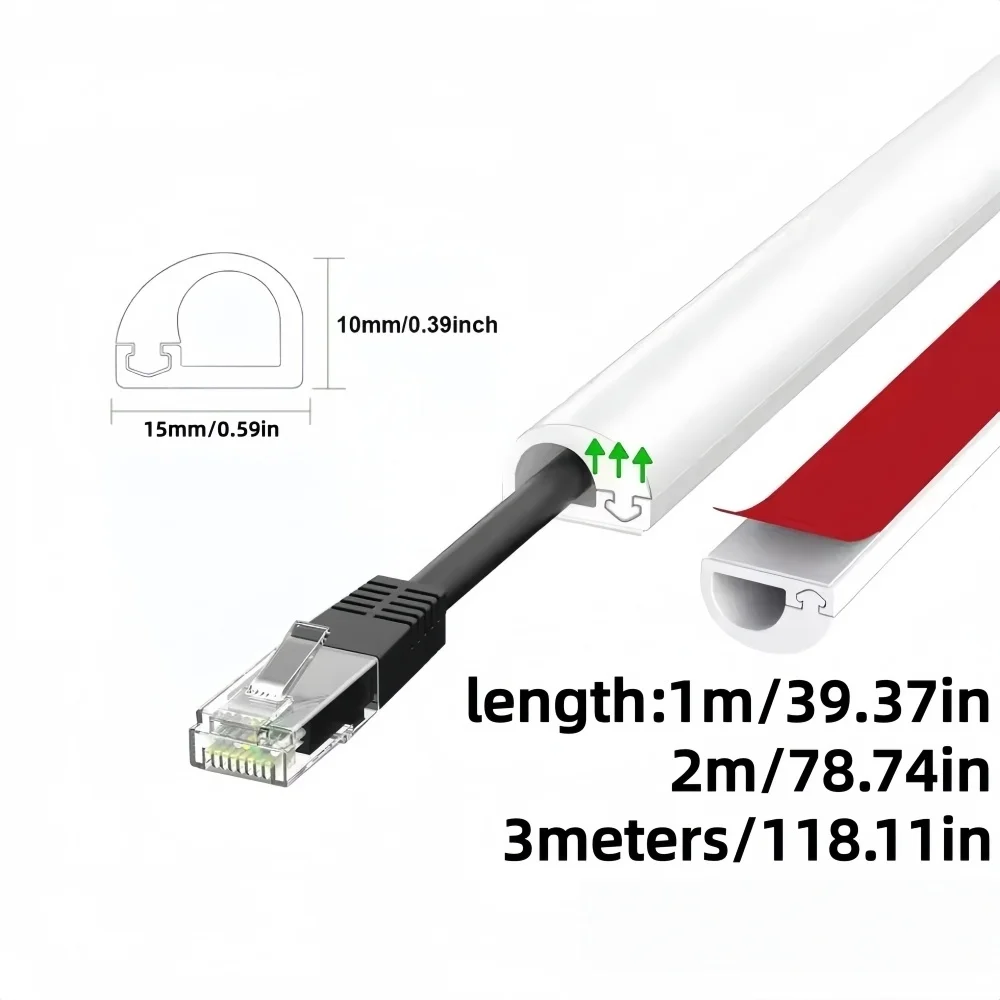 1PC Flexible Cord Cover Self-Adhesive Wire Hider for Cords,Side Open Cable Raceway Kit for Mounted TV