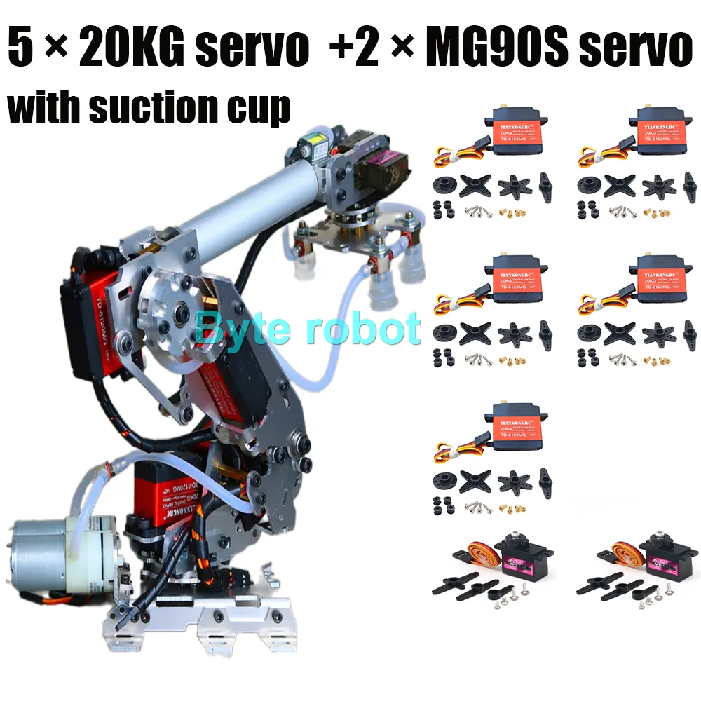 7축 조작 로봇 팔 대형 흡입 공기 펌프 20Kg 25Kg 서보 로봇 아두이노 프로그래밍 가능한 로봇 팔 모델