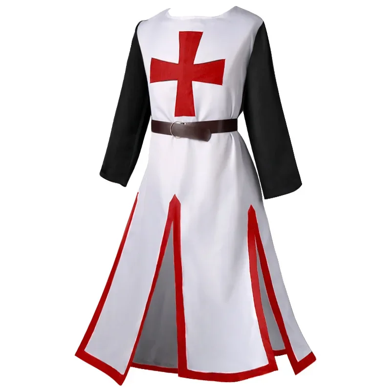 Abiti medievali da uomo Templar Knight Cosplay crociato Surcoat manica lunga manica corta Top rievocazione Costume