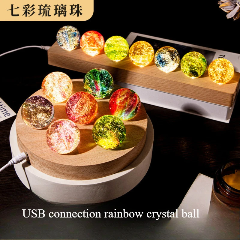 Crystal Colored Glaze Ball Luminous Dragon Beads Glass Decoration Sphere Creative Gifts Astronomy Souvenirs Home Decor Ornament