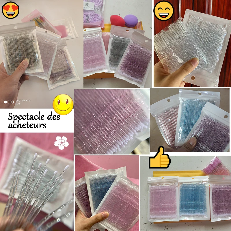 50/100PCS Disposable Lip Brushes Micro Eyelash Brushes Lipstick Swab Eyelashes Extension Individual Lash Removing Makeup Tool