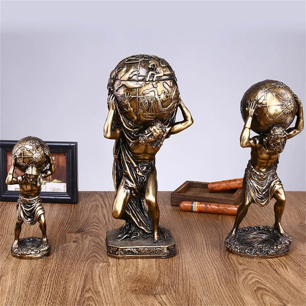 Greek Atlas Statue Mythology Decoration Titans God Resin Sculpture Decorations Desktop Vintage Greek Atlas Figurine Home Decor