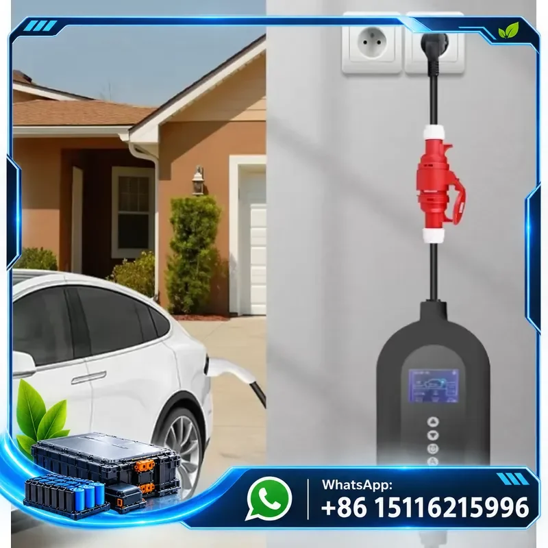 E-Mingze EV Charger Adapter Schuko to CEE 5 Pins Red Female Socket Connect 1Phase Power 16A with 22KW to 3.5KW Portable