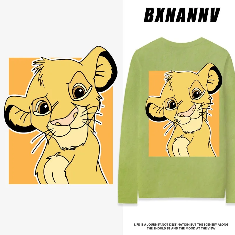 

2024 New Disney Long-sleeved T-shirt Women's Fall Kids Top Bambi Dumbo Simba Clothing Trend