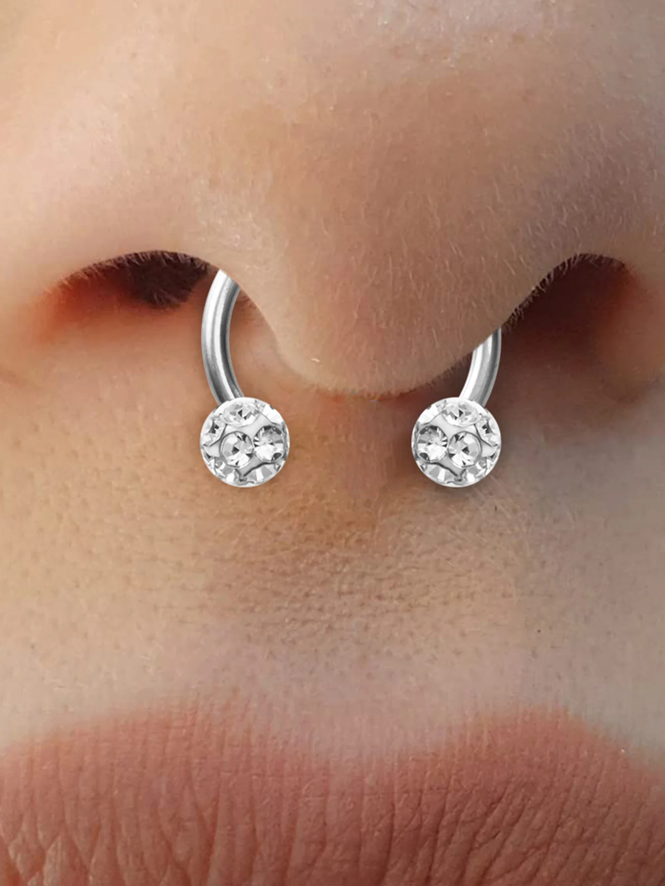 1pc Full Dirll Ball Nose Septum Cartilage Helix Eyebrow Lip Labret Horseshoe Ring Piercing Jewelry