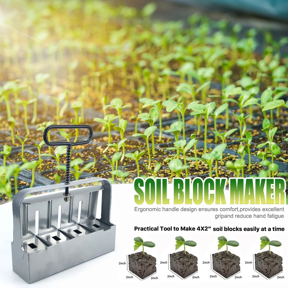 

Handheld Seedling Soil Block Maker 2 Inch Soil Blocking Tool Used for Garden Prep Seedlings Cuttings Greenhouse