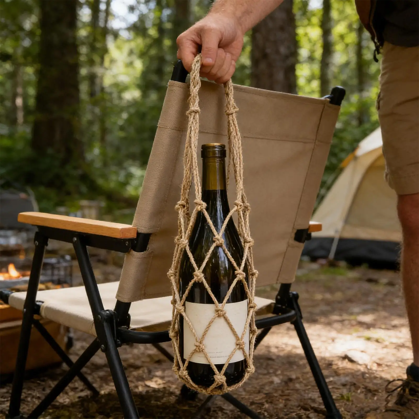 Hand Woven Bottle Mesh Bag Manual Weave Multipurpose Storage Mesh bags  for Home Bar Restaurant Camping Outdoor Net Bags