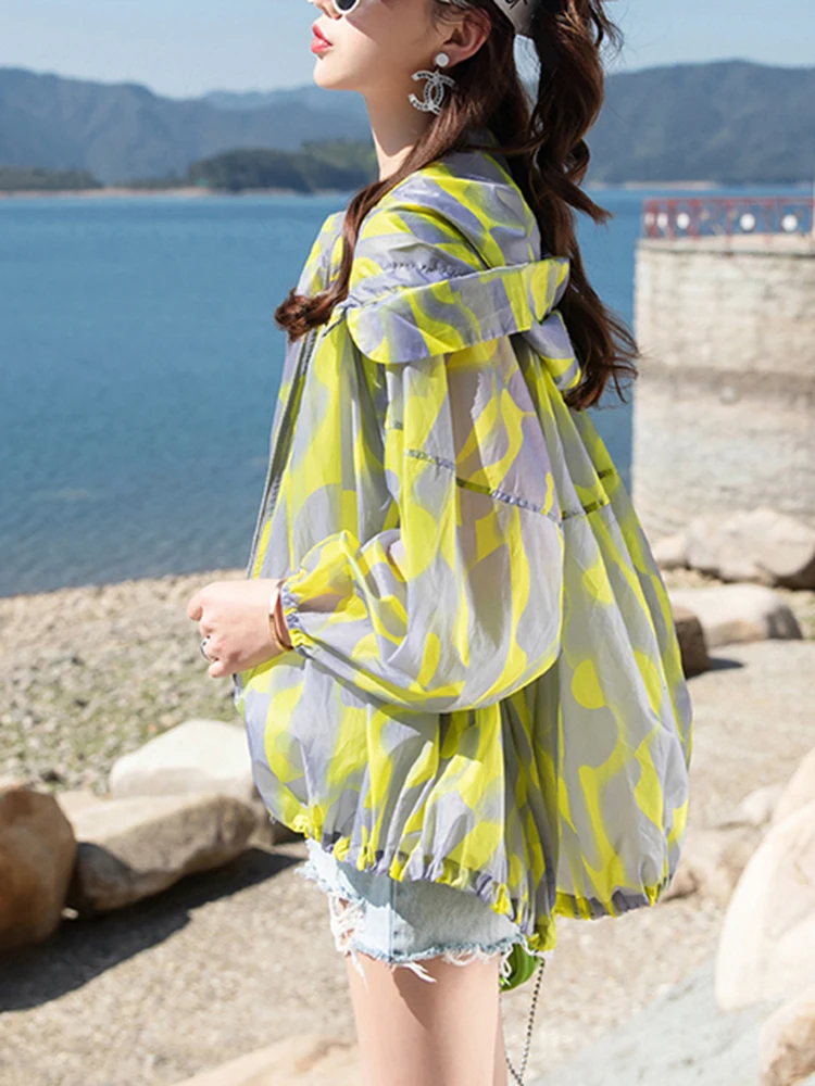 Bzvw Frauen verlieren leichte Druck Sonnenschutz kleidung Kapuze lang ärmel ige transparente Temperament jacke Sommer 25 c0189