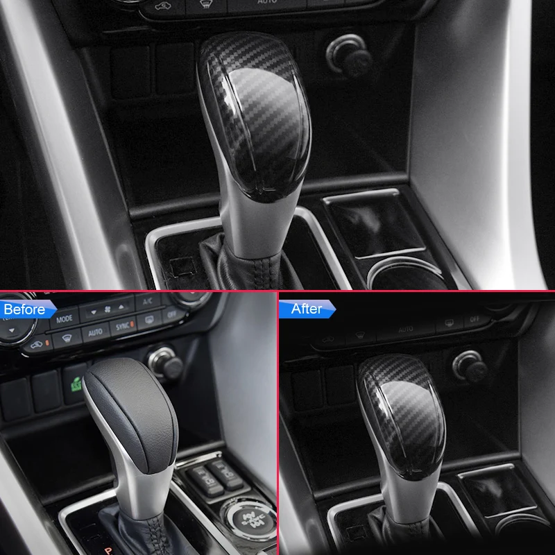 For Mitsubishi Eclipse Cross 2018-2025 Carbon Fiber Gear Shift Knob Cap Cover Trims Accessories