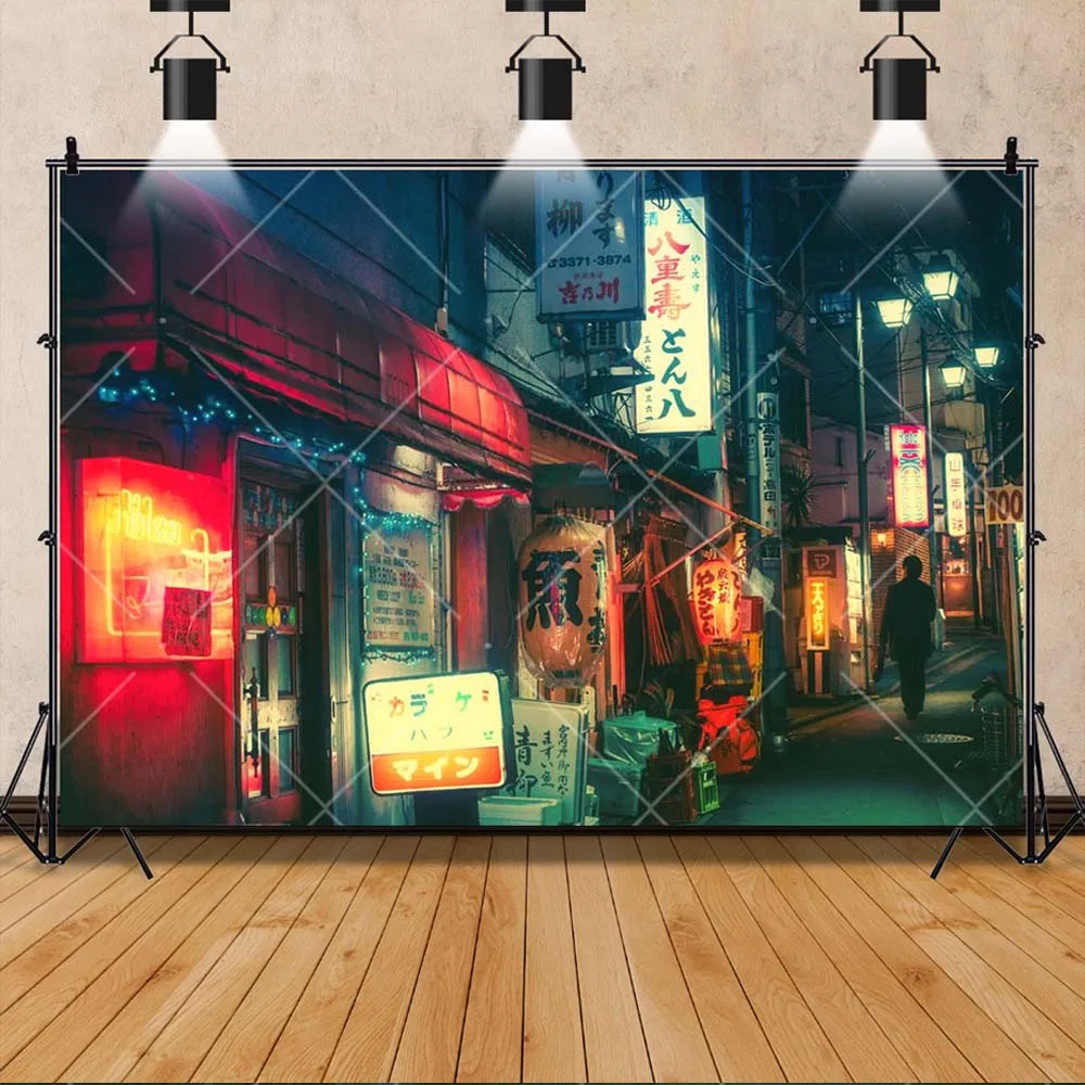 طوكيو النيون موضوع خلفيات للتصوير الفوتوغرافي ديكورات الحفلات الداخلية اليابانية ليلة عرض الخلفيات صور استوديو الدعائم