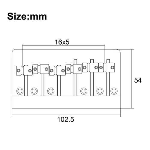Imagen 2 del producto Puente de bajo de aleación de Zinc de 6 cuerdas, 102,5x54MM, bajo fijo de 16x5MM, puente inferior a través de cuerda, cromo cargado pesado