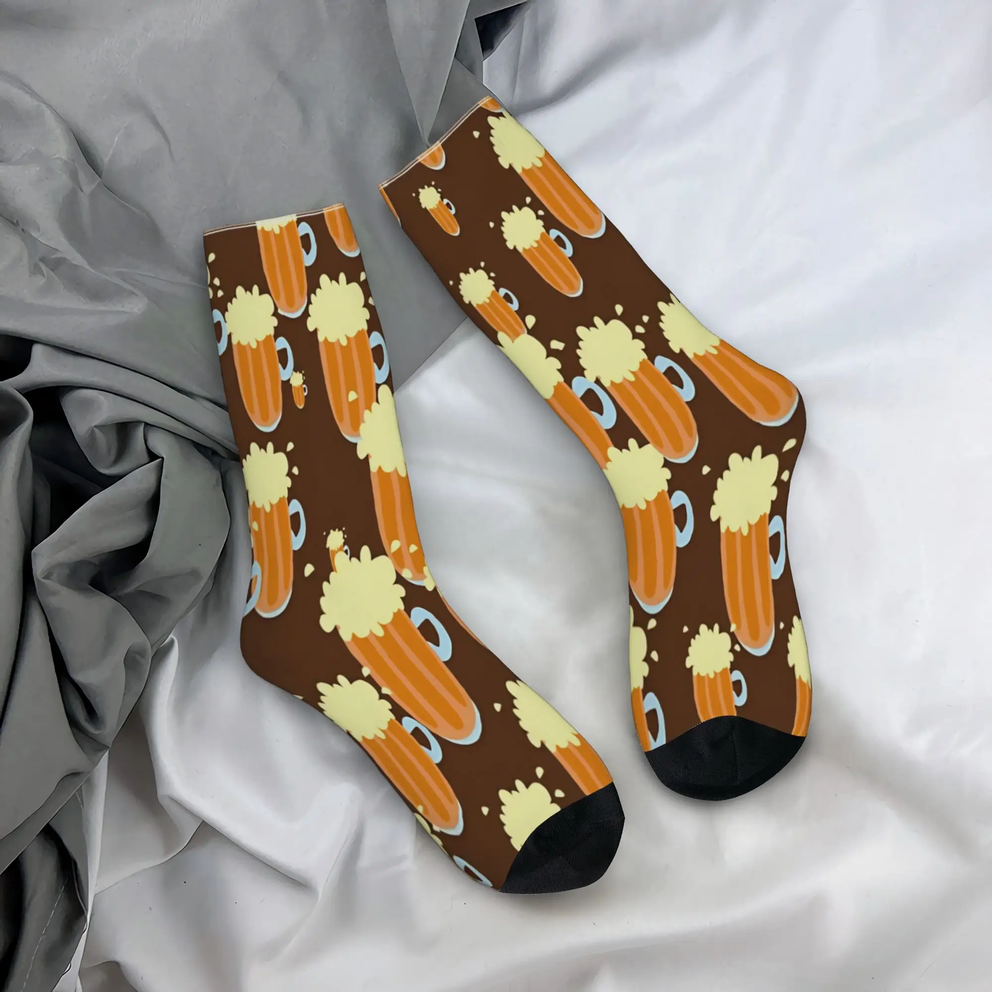 Unisex Beer Pattern Socks Soft Casual  Socks Harajuku Merchandise Middle Tube Socks Little Small Gifts