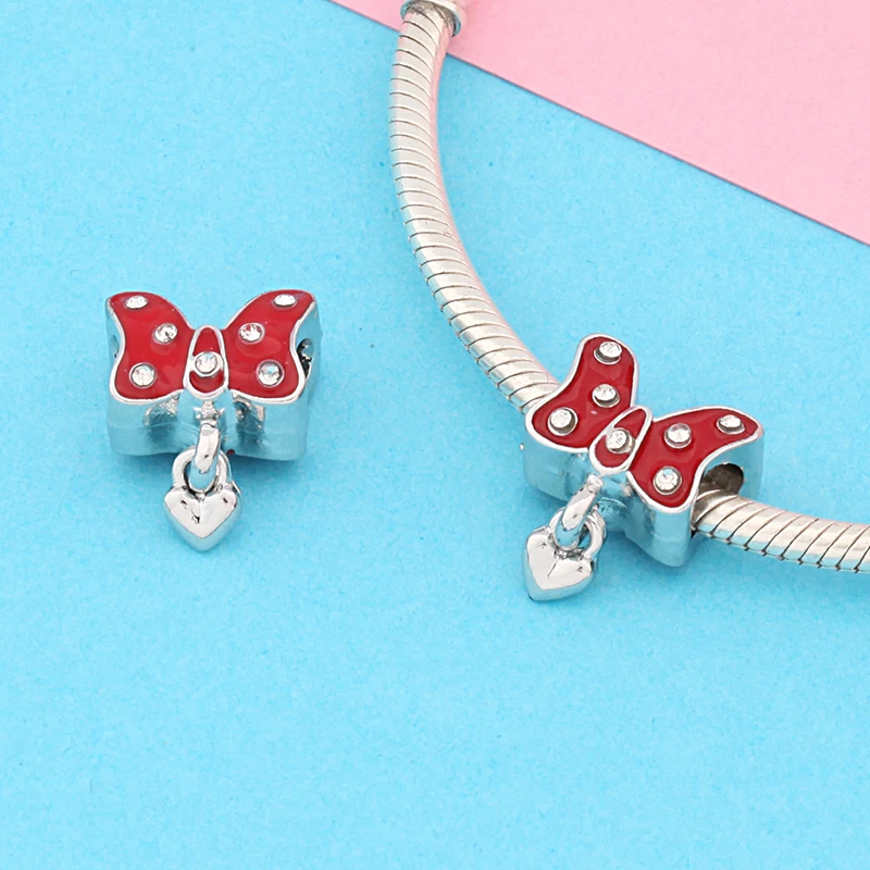 2/5/10 Pcs Trendy Red Enamel Bow Pendants Charms fit Bracelets Keychain Necklace DIY Bead Jewelry Accessories