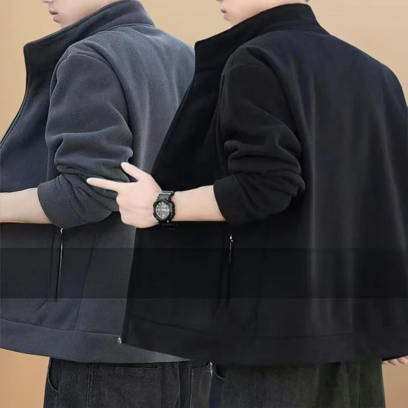 

Thiened Fce Outdoor Sports Jaet Men's Stand Collar Oversize Sweatirt Carrot Outerwear Casual Sle Busin Gentleman