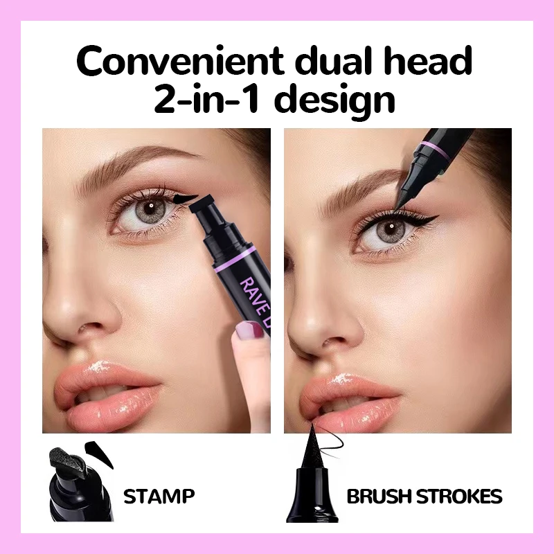 Rave Lady – crayon Eyeliner à tampon noir, Double extrémité, imperméable, séchage rapide, liquide longue durée, maquillage pour les yeux, cosmétiques