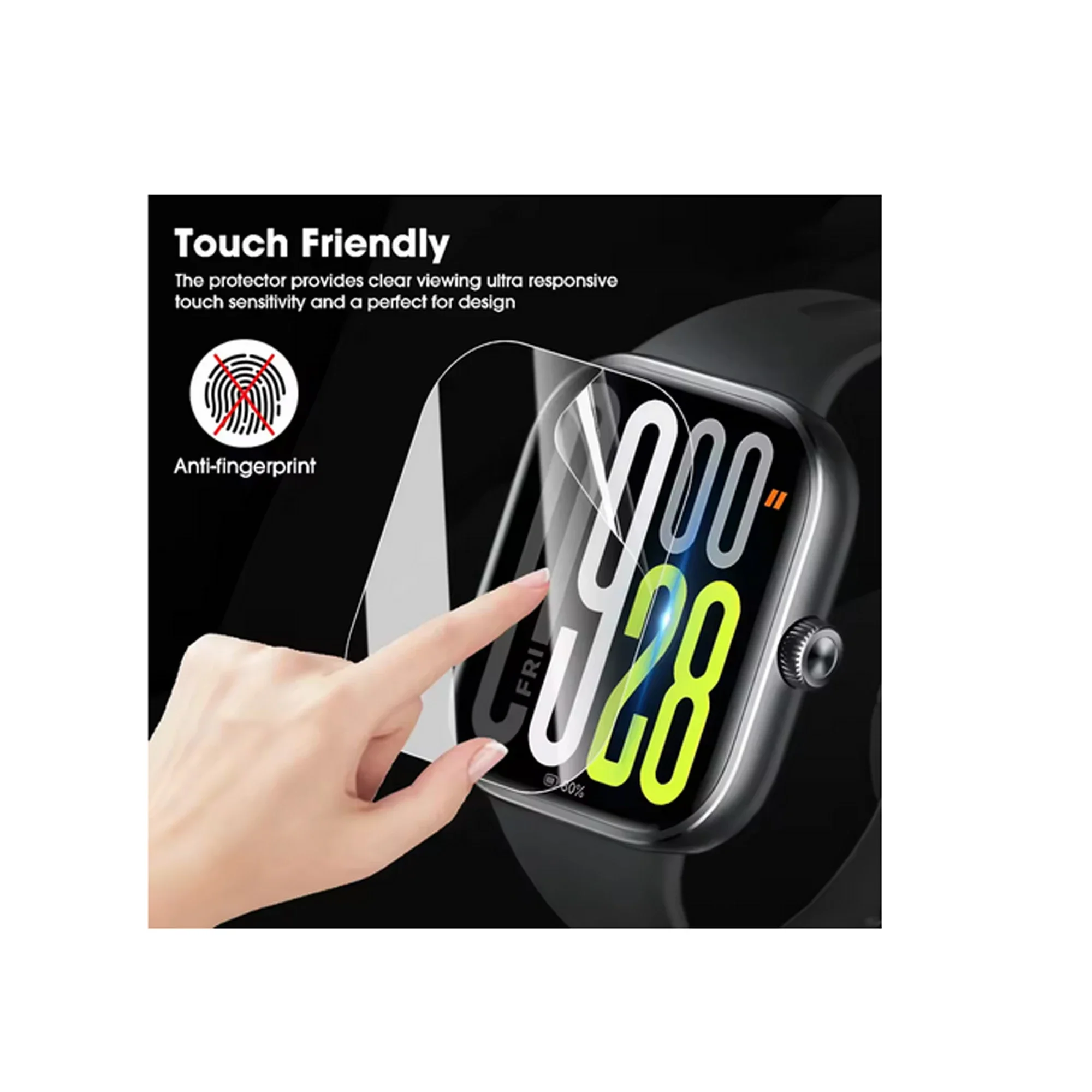 واقي شاشة لساعة Redmi Watch 5 HD 3D طبقة حماية كاملة من الزجاج