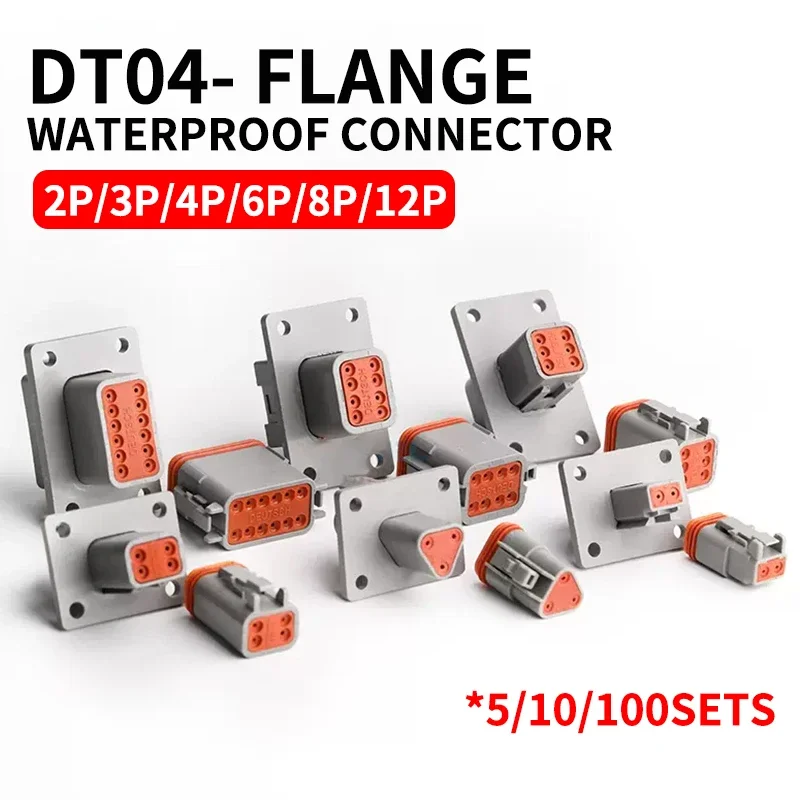 DT04-4P-L012 Deutsch flange type waterproof automotive connector 2P/3P/4P/6P/8P/12P  sheath  butt harness socket terminal