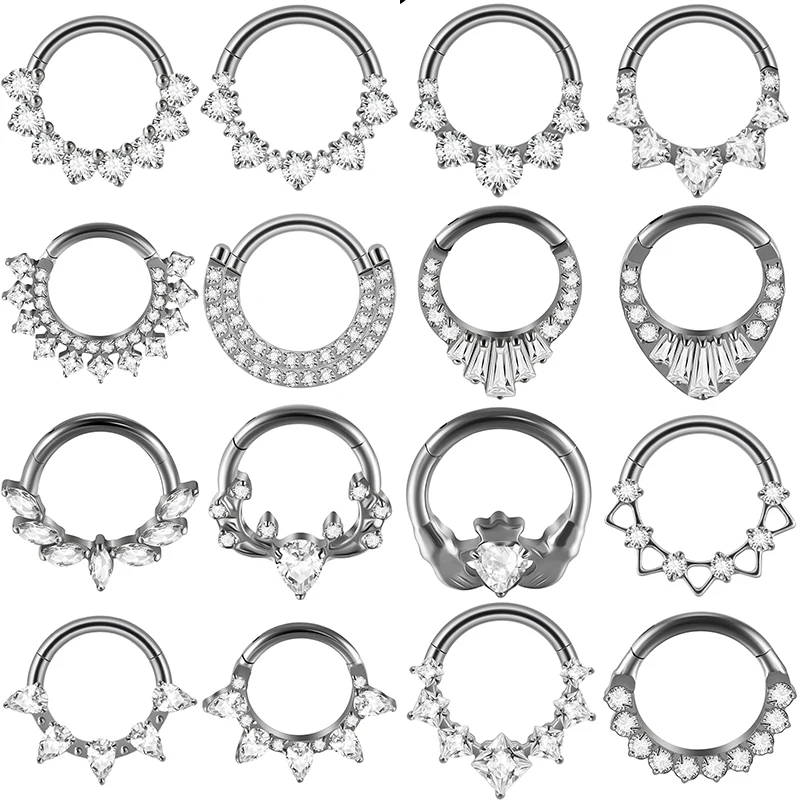 

2PC G23 Titanium Piercing 16G Nose Ring Septum Clicker Hinged Segment Daith Earring Helix Tragus Cartilage Piercing Lobe Jewelry