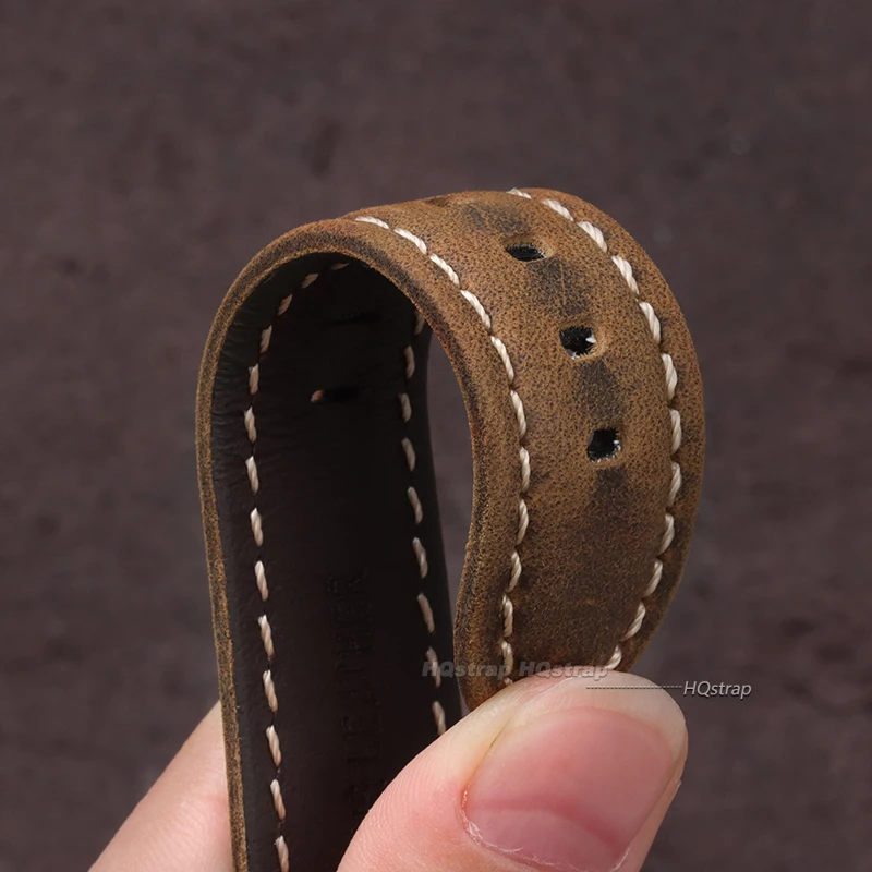 Vintage Leather Watchband for Panerai 20mm 22mm 24mm 24mm New Style Handmade Strap Watch Accessories Frosted Band 7 Colors image 6