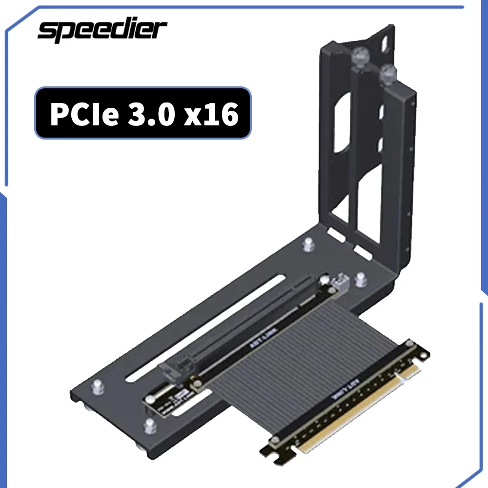 Riser PCI-E X16 Graphics Card Vertical Bracket GPU Holder + GEN3 PCI Express 3.0 4.0 16X Riser Extension Cable 90 Degree