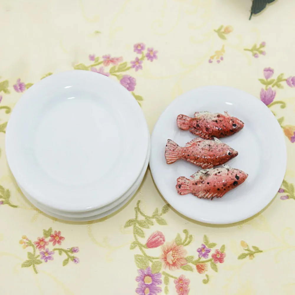 1Pcs 1/12 Doll House Miniature Dessert Ceramic Plate Simulation Kitchen Dish Model for Mini Decoration Dollhouse Accessories