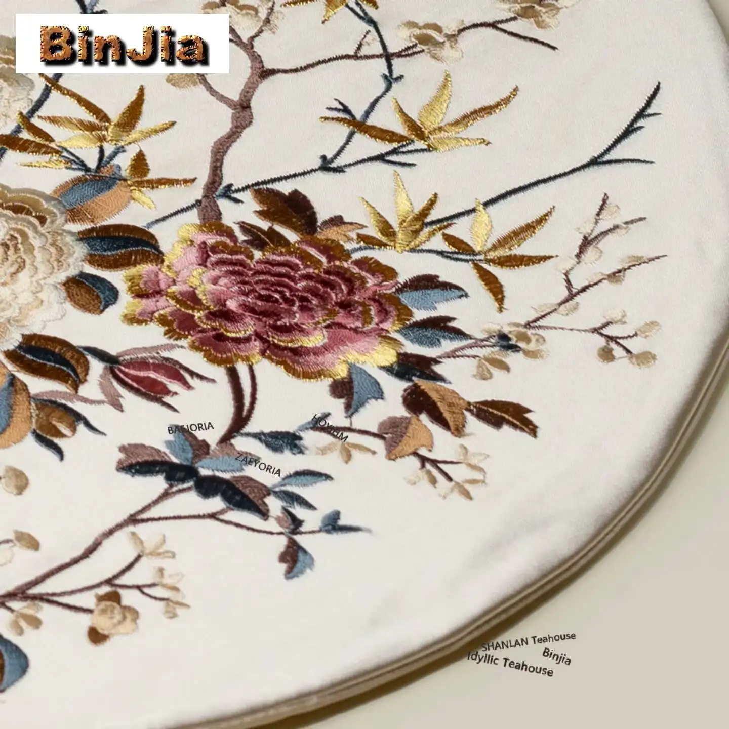 Embroidered Butterfly Love Flower Tea Table Mats Ancient Big Tea Napkin Drink Coaster Dinner Table Cloth Mat Teaware Craft Gift