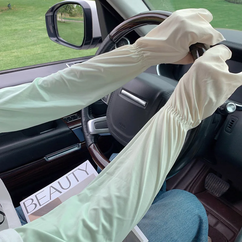 

1 Pair Ice Silk Sleeve Summer Sun Protection Women Outdoor Cycling Driving UV Protection Gradient Arm Warmer Loose Cover Sleeve