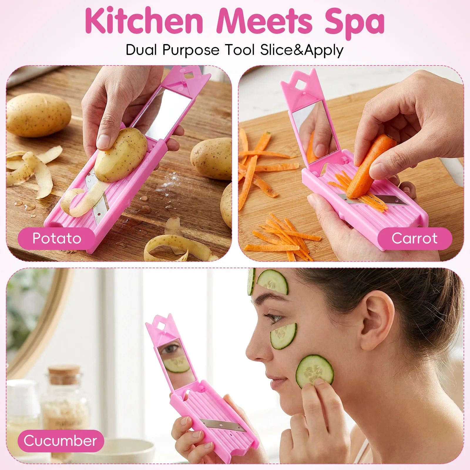 Stainless Steel ABS Cucumber Slicer with Mirror Ideal for Facial Mask Preparation Thin Cucumber Slices Vegetable Fruit Cutting
