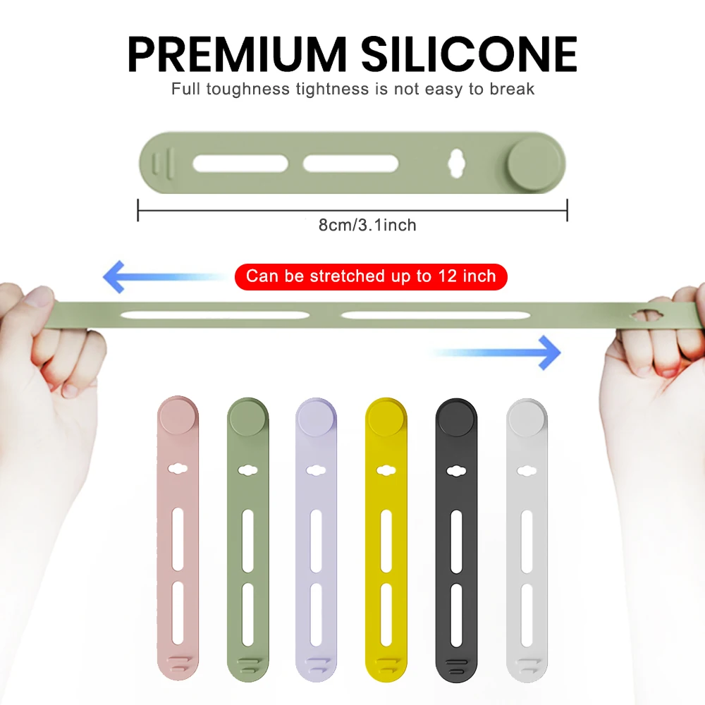 Reusable Cable Ties, Silicone Straps Cable Ties, Wire Organizer for Earphone, Phone Charging Cable, HDMI, Mouse in Home Office