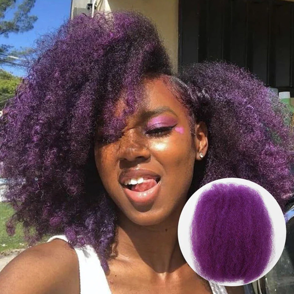 Sleek Peruvian Salt Pepper Afro Kinky Bulk Human Hair For Braiding DreadLock New Purple Color Qvr Remy Hair Afro kinky Bulk