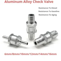1 uds/5 uds válvula unidireccional 6mm 8mm10mm 12mm 14mm 16mm válvulas de aleación de aluminio válvula de retención sin retorno de combustible unidireccional ajuste carburador