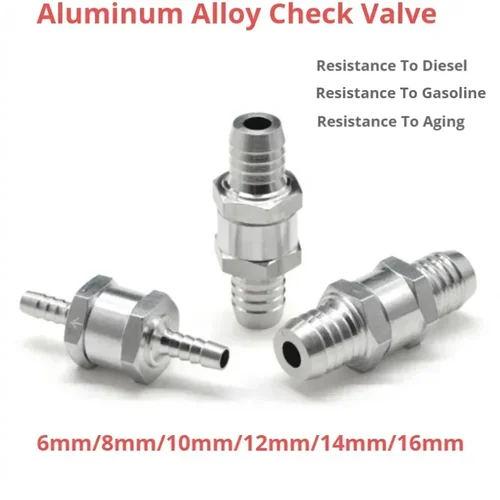 1 uds/5 uds válvula unidireccional 6mm 8mm10mm 12mm 14mm 16mm válvulas de aleación de aluminio válvula de retención sin retorno de combustible unidireccional ajuste carburador