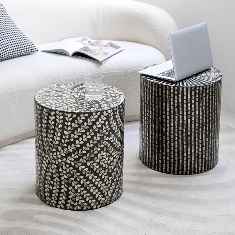 ديكور المنزل الإبداعية قذيفة طاولة جانبية الطابق ديكور غرفة المعيشة أريكة طاولة شاي هووسورمينغ هدايا صغيرة مستديرة خمر طاولات القهوة #6