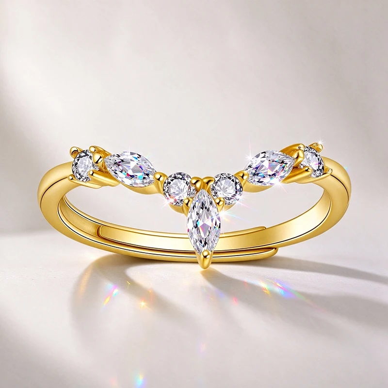 Neuer Modischer Marquise-Schliff Moissanit-Ring S925 Sterling Silber mit GRA-Zertifikat D VVS1 3EX Verstellbare Größe Hochzeits- und Partygeschenk – Detail 8